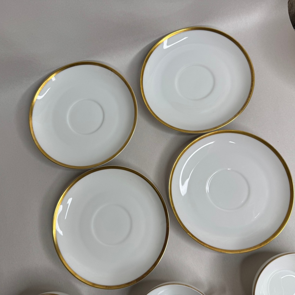 Eamag Bavaria The Empire Tea Cup Saucer Set 4 White Gold Gilt Trim Vintage - Picture 8 of 15